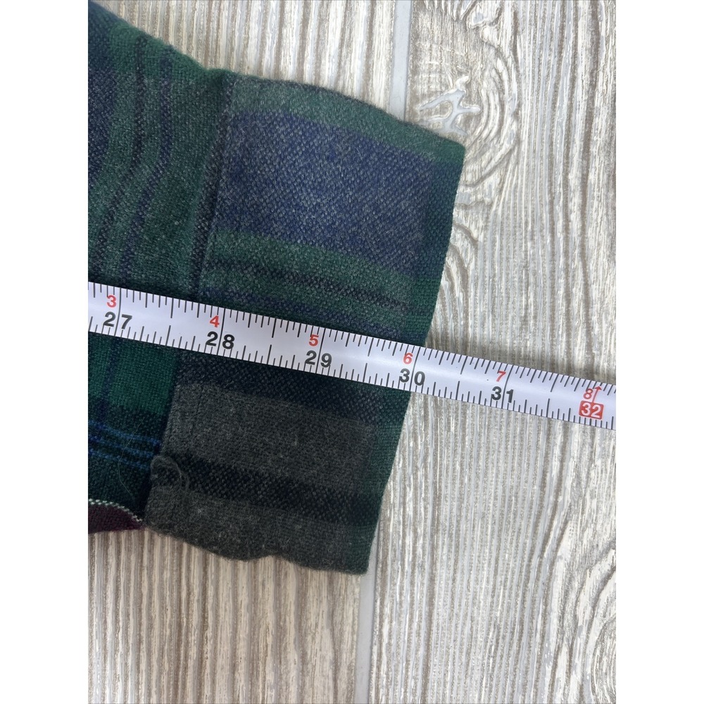 Back Packer Green Plaid Long Sleeve Button Up Flannel‎ Shirt Mens Casual SZ M - Picture 7 of 7